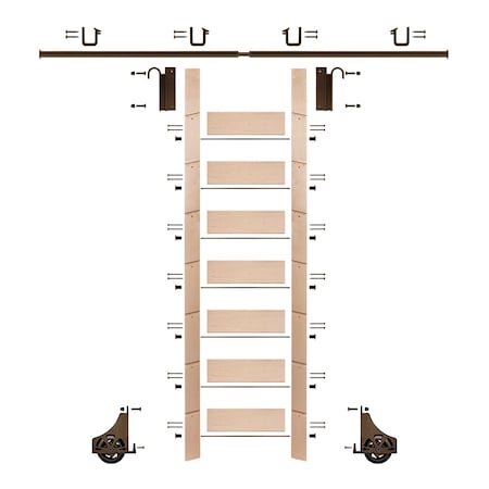 Meadow Lane Ladder 92 in. Un-Finished Maple Bronze Hook with 8 ft. Rail Kit EG.300-92MA-08.07